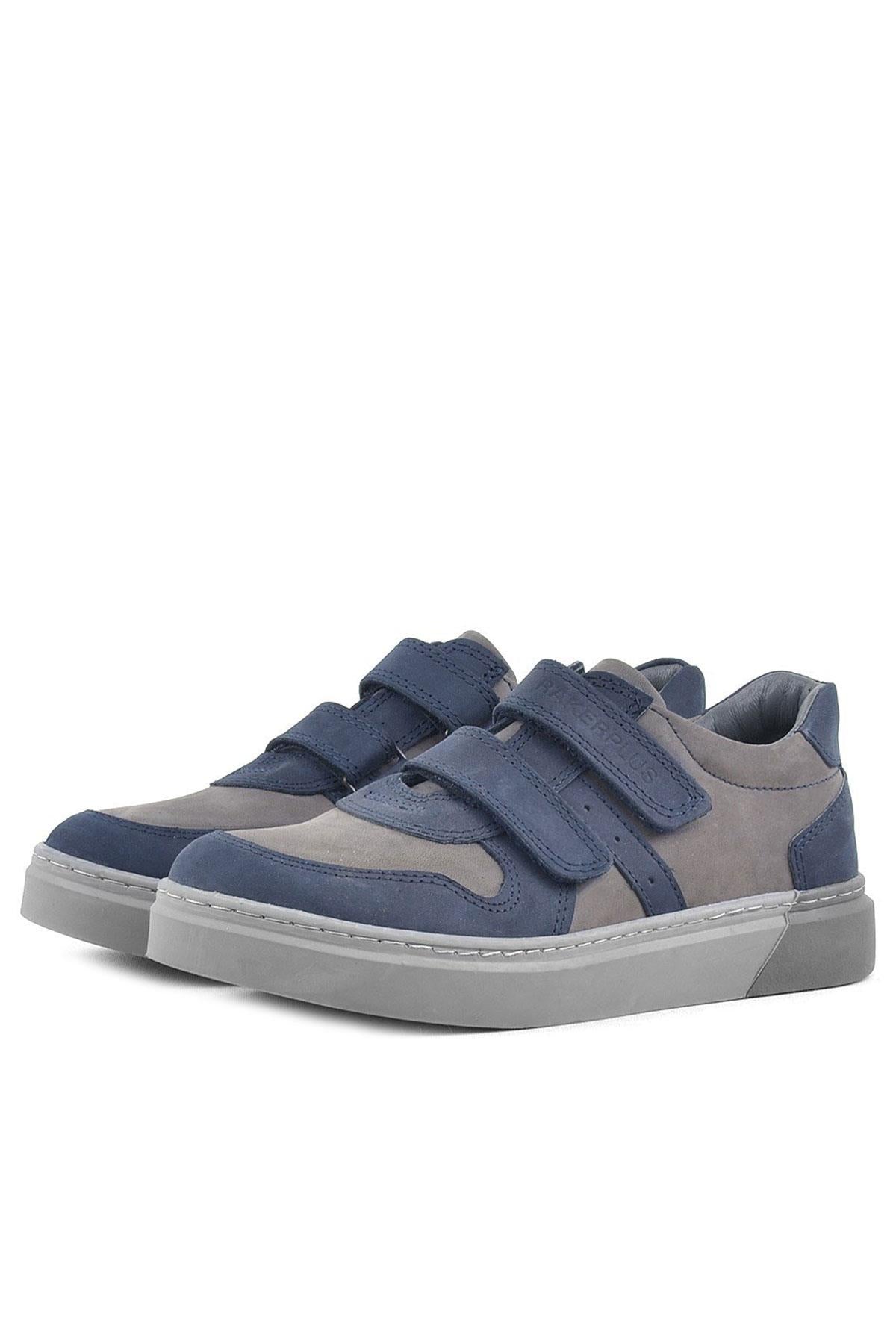 Rakerplus Hakiki Deri Lacivert Cırtlı Erkek Çocuk Sneaker