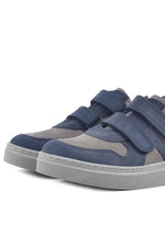 Rakerplus Hakiki Deri Lacivert Gri Cırtlı Erkek Çocuk Sneaker Ayakkabı