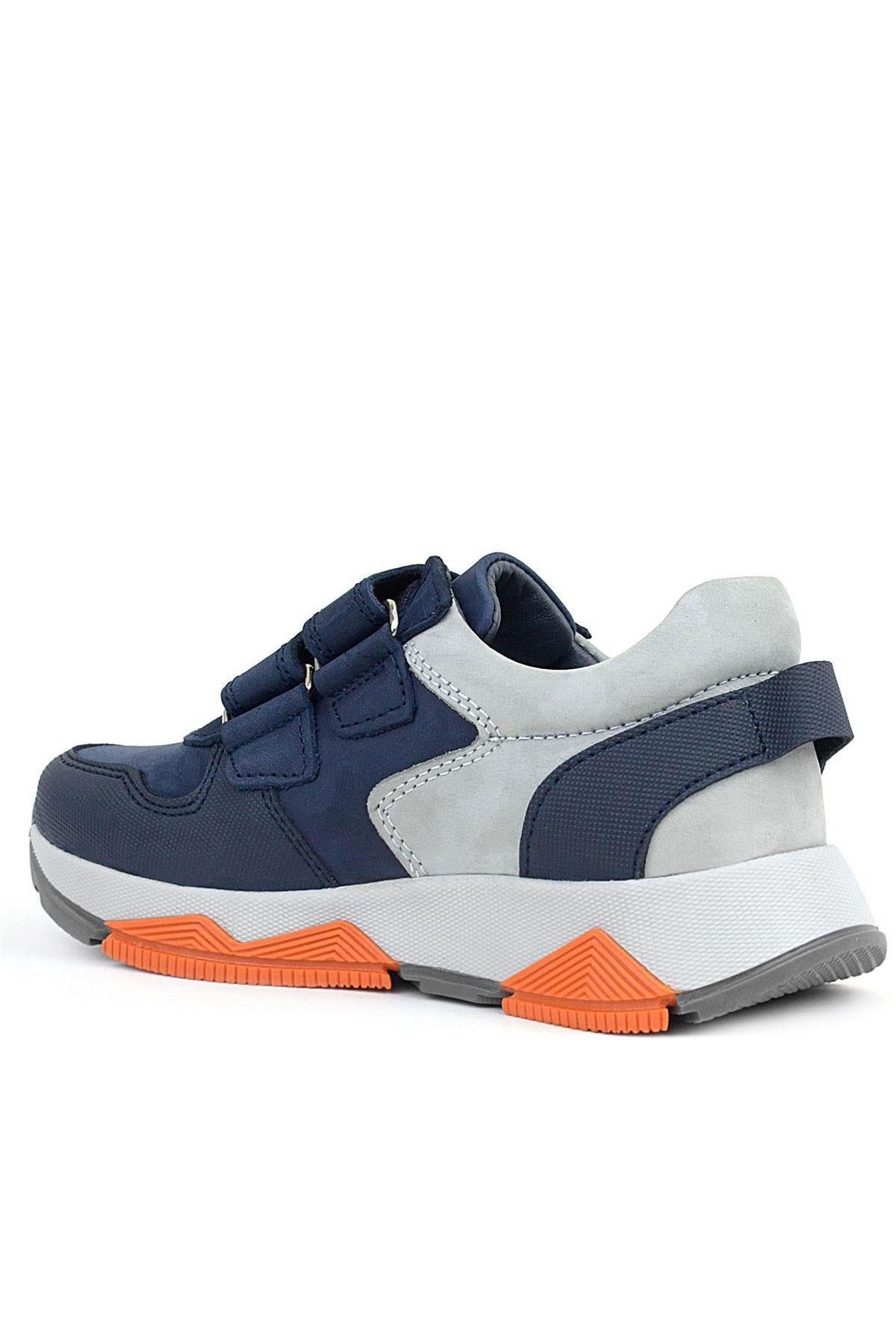 Rakerplus Hakiki Deri Lacivert Gri Çocuk Sneakers Spor Ayakkabı