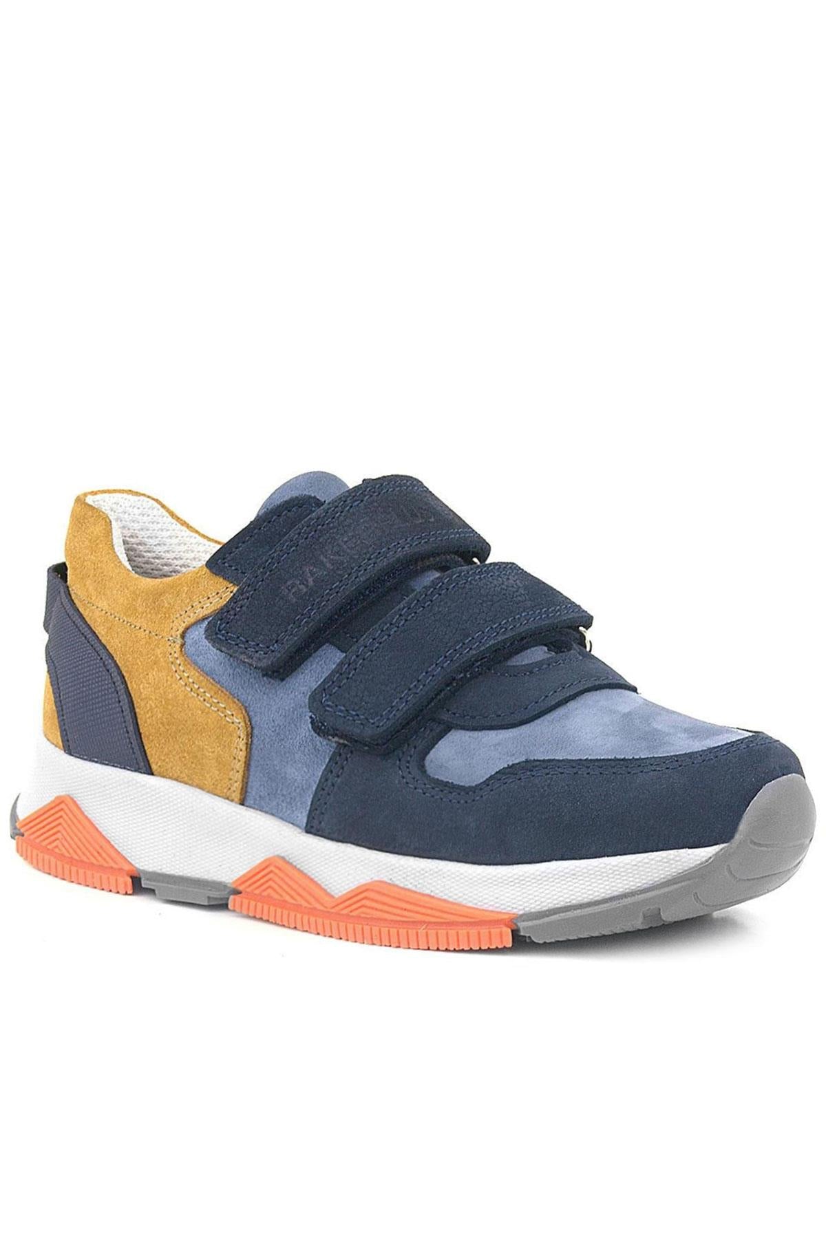 Rakerplus Hakiki Deri Lacivert Taba Çocuk Sneakers Spor Ayakkabı