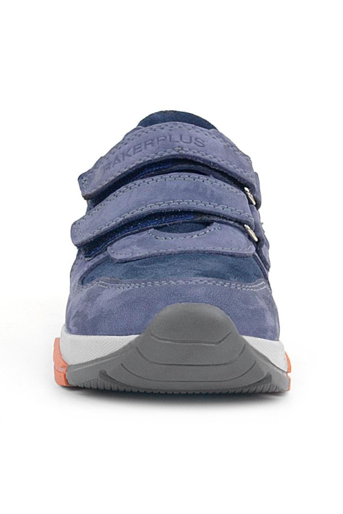 Rakerplus Hakiki Deri Mavi Süet Taba Çocuk Cırtlı Sneakers Spor Ayakkabı