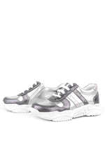 Rakerplus Hakiki Deri Platin Pembe Kalın Taban Kız Çocuk Sneakers Ayakkabı