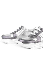 Rakerplus Hakiki Deri Platin Pembe Kalın Taban Kız Çocuk Sneakers Ayakkabı