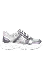 Rakerplus Hakiki Deri Platin Pembe Kalın Taban Kız Çocuk Sneakers Ayakkabı