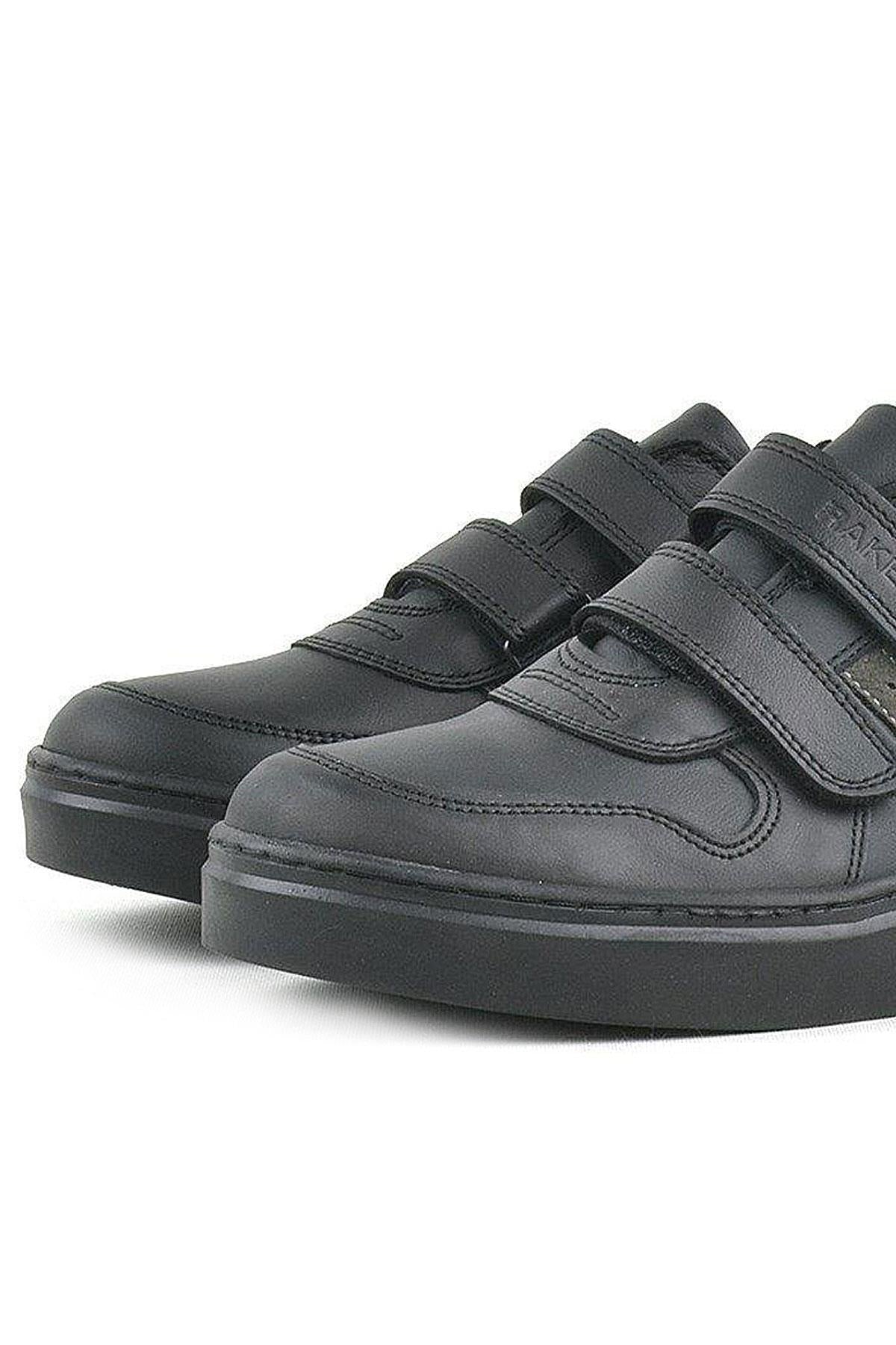 Rakerplus Hakiki Deri Siyah Cırtlı Erkek Çocuk Sneaker Ayakkabı