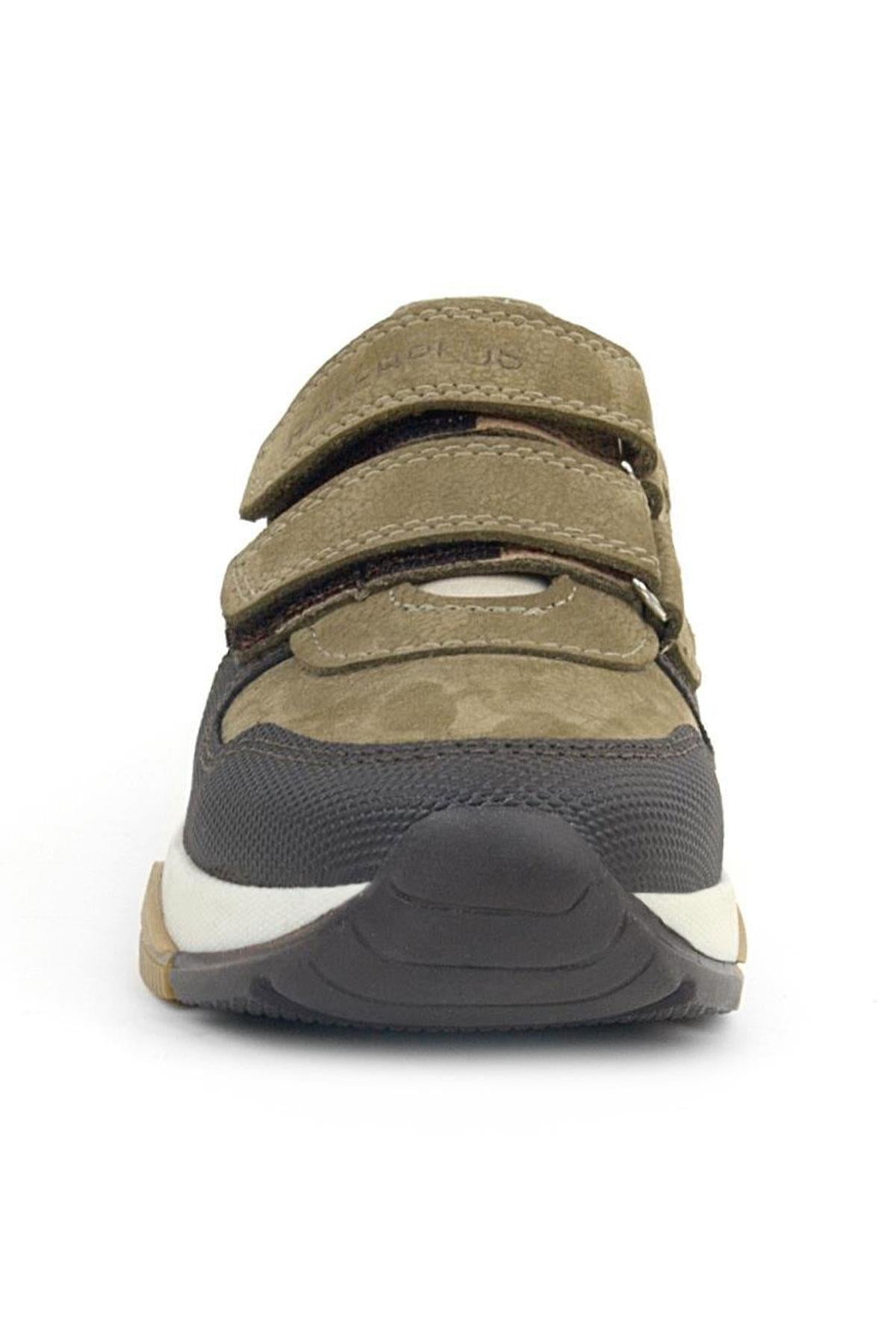 Rakerplus Hakiki Deri Vizon Kahve Çocuk Cırtlı Sneakers Spor Ayakkabı