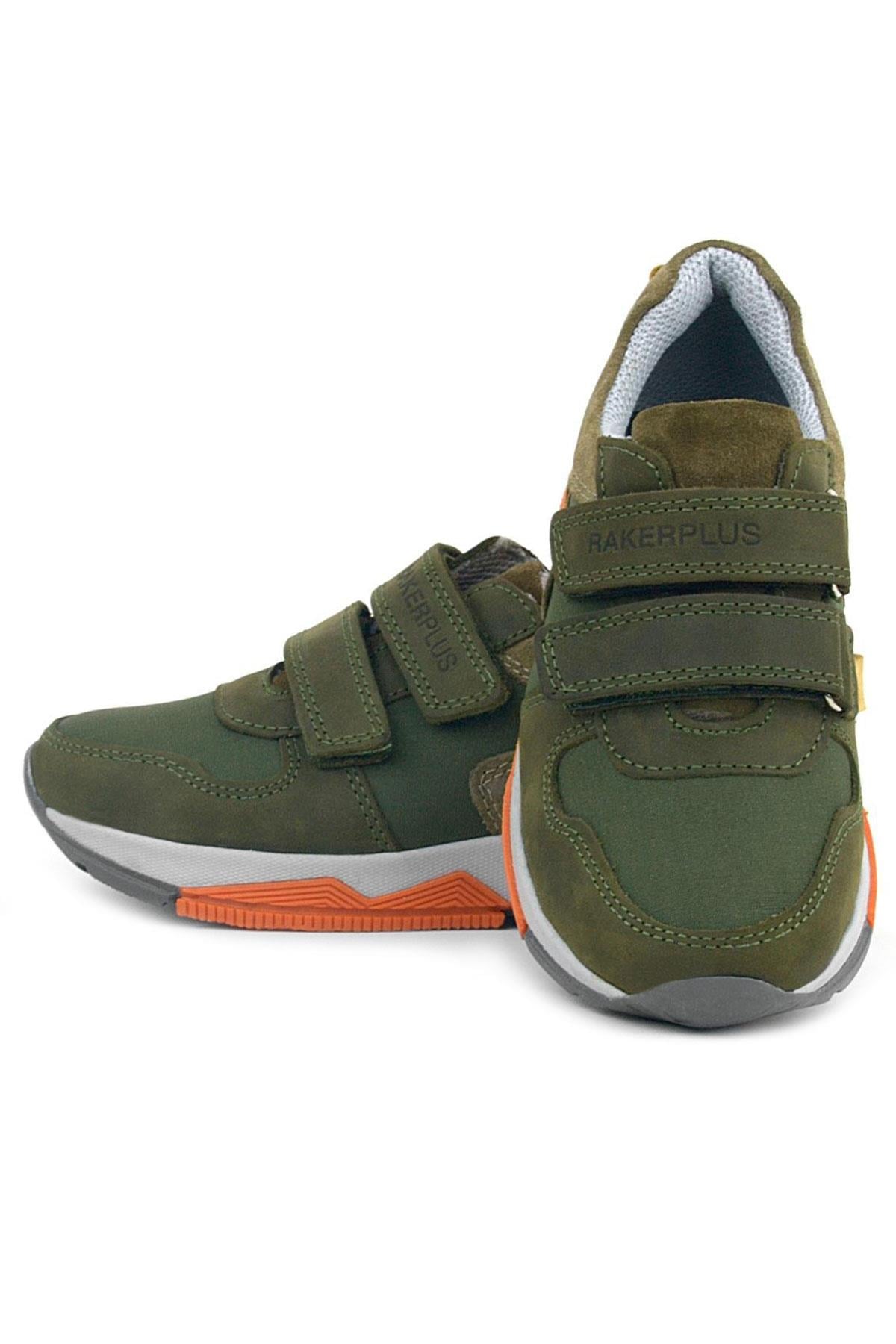 Rakerplus Hakiki Deri Yeşil Çocuk Cırtlı Sneakers Spor Ayakkabı