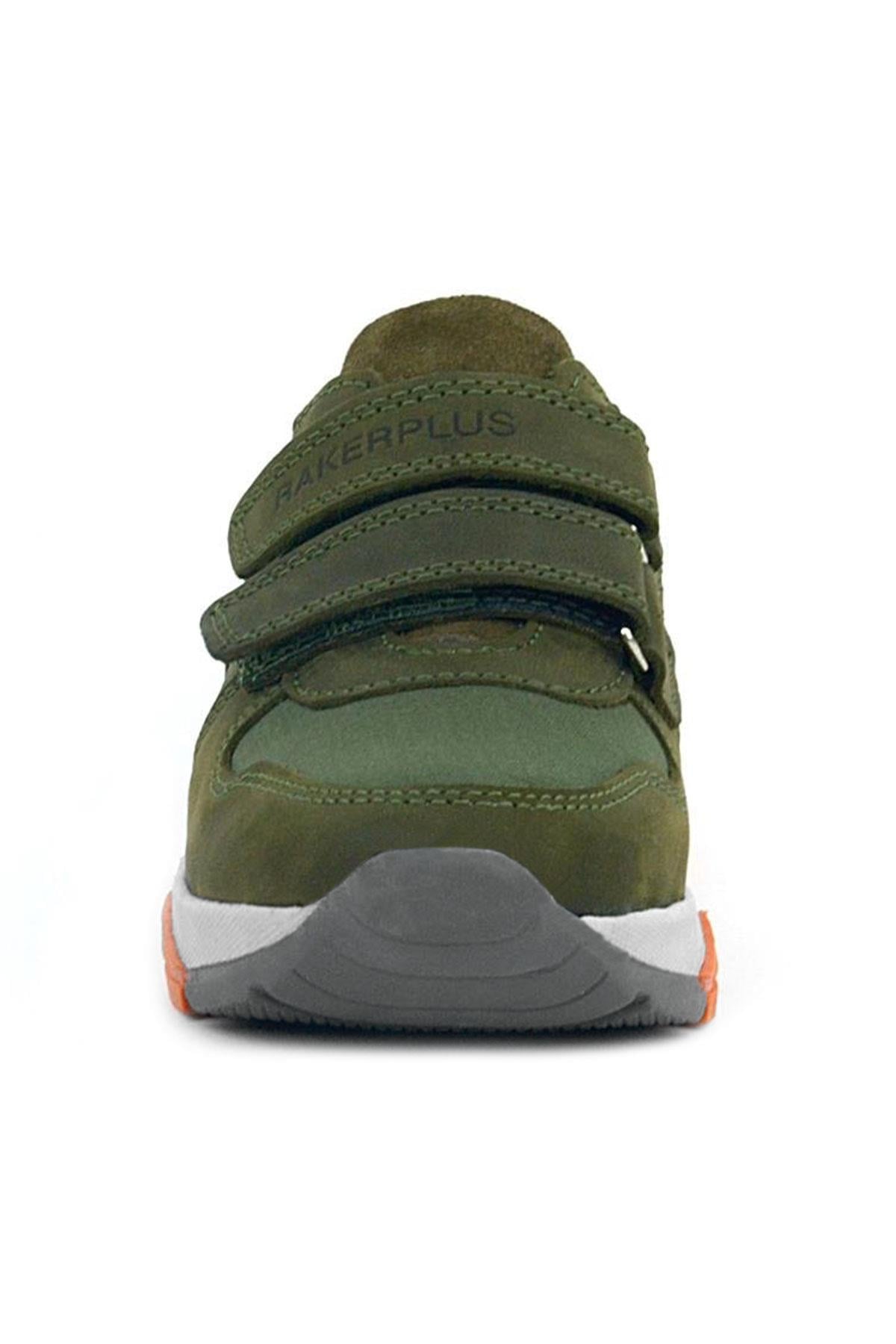 Rakerplus Hakiki Deri Yeşil Çocuk Cırtlı Sneakers Spor Ayakkabı