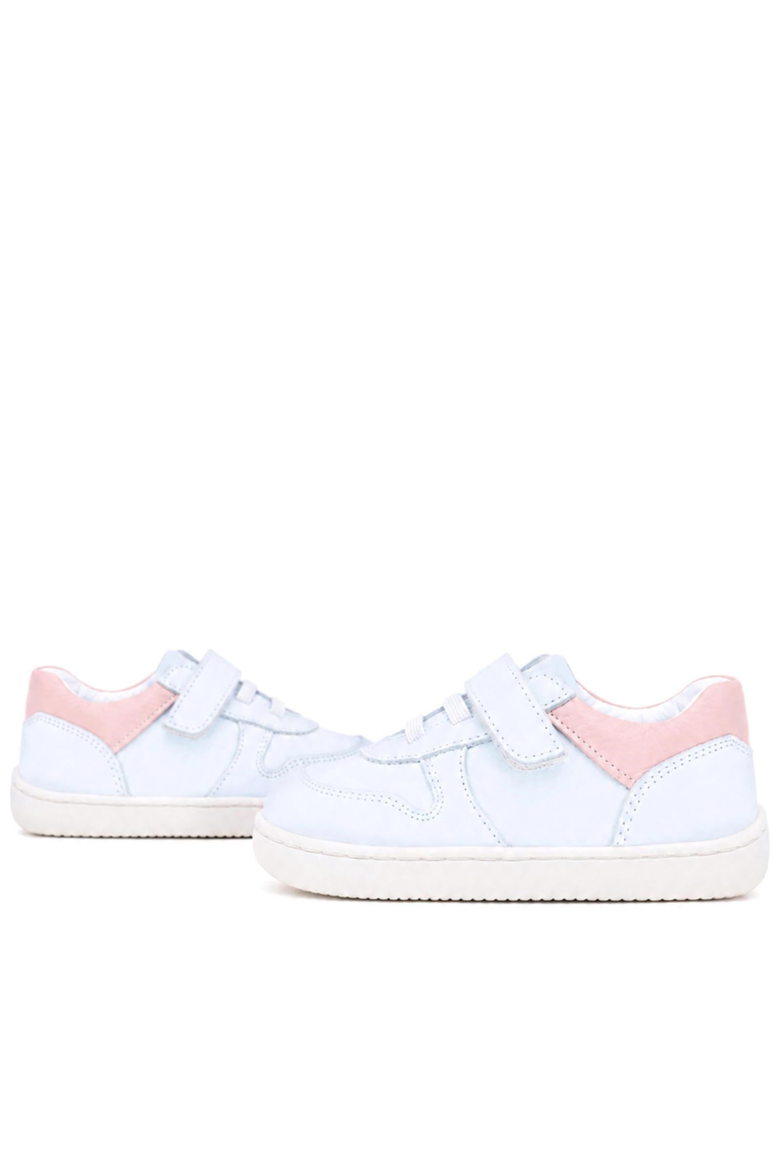 Rakerplus Bob Hakiki Deri Beyaz Nubuk Pembe Cırtlı Bebek Sneaker Ayakkabı