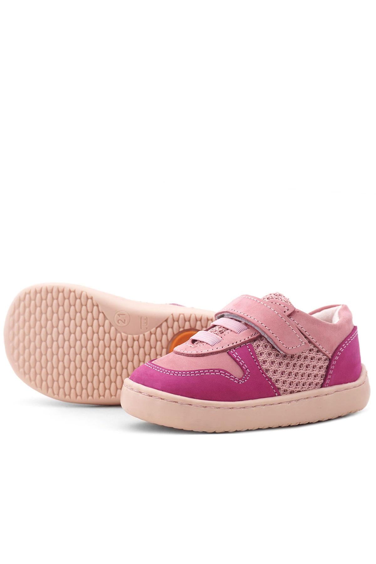 Rakerplus Bob Hakiki Deri Pembe Barefoot Cırtlı Lastikli Bebek Sneaker Ayakkabı