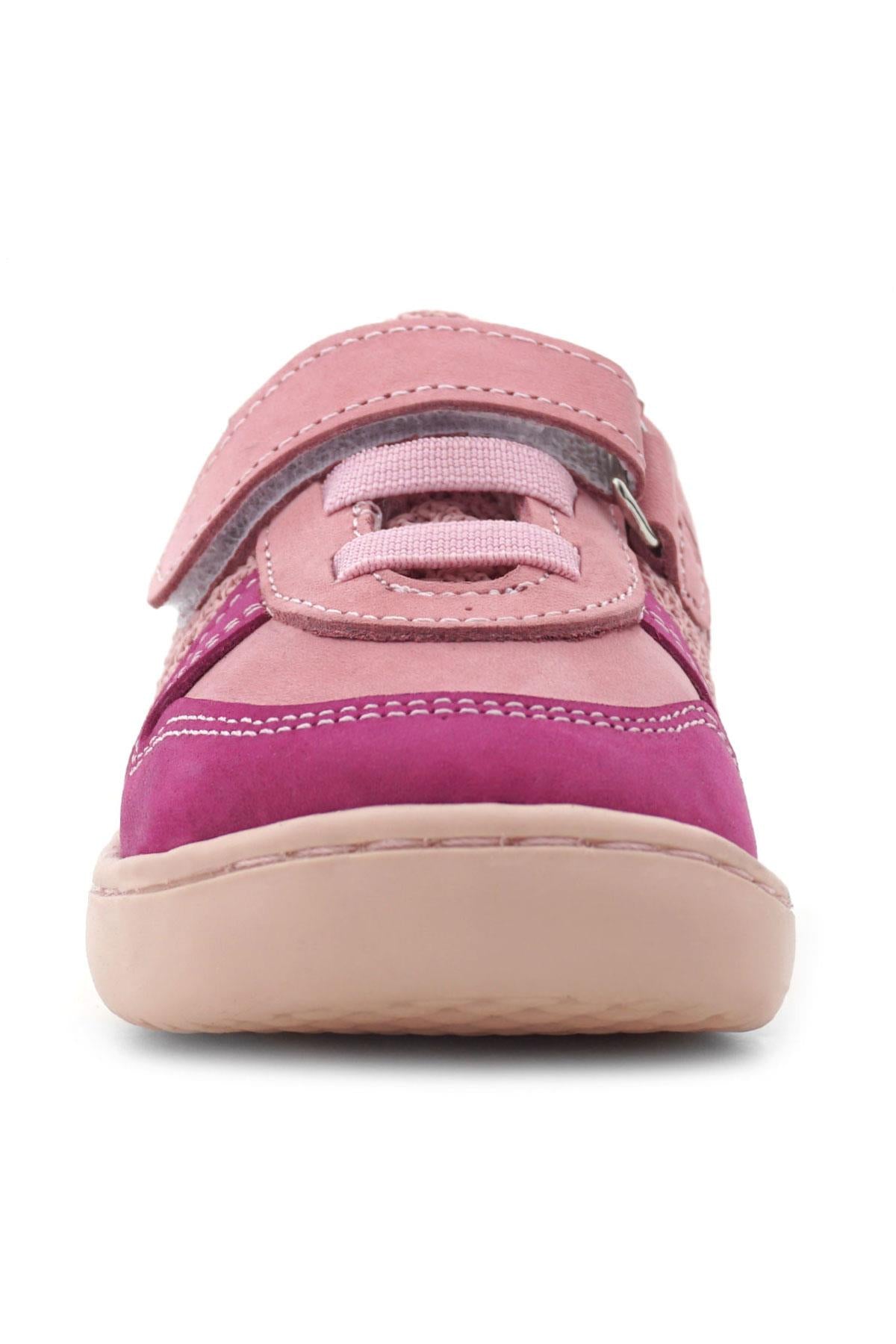 Rakerplus Bob Hakiki Deri Pembe Barefoot Cırtlı Lastikli Bebek Sneaker Ayakkabı