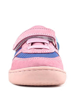 Rakerplus Bob Hakiki Deri Mavi Pembe Barefoot Cırtlı Lastikli Bebek Sneaker Ayakkabı