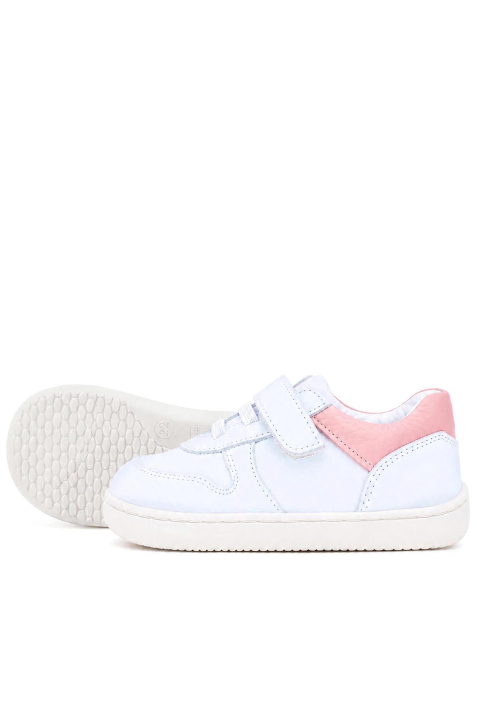 Rakerplus Bob Hakiki Deri Beyaz Nubuk Pembe Cırtlı Bebek Sneaker Ayakkabı