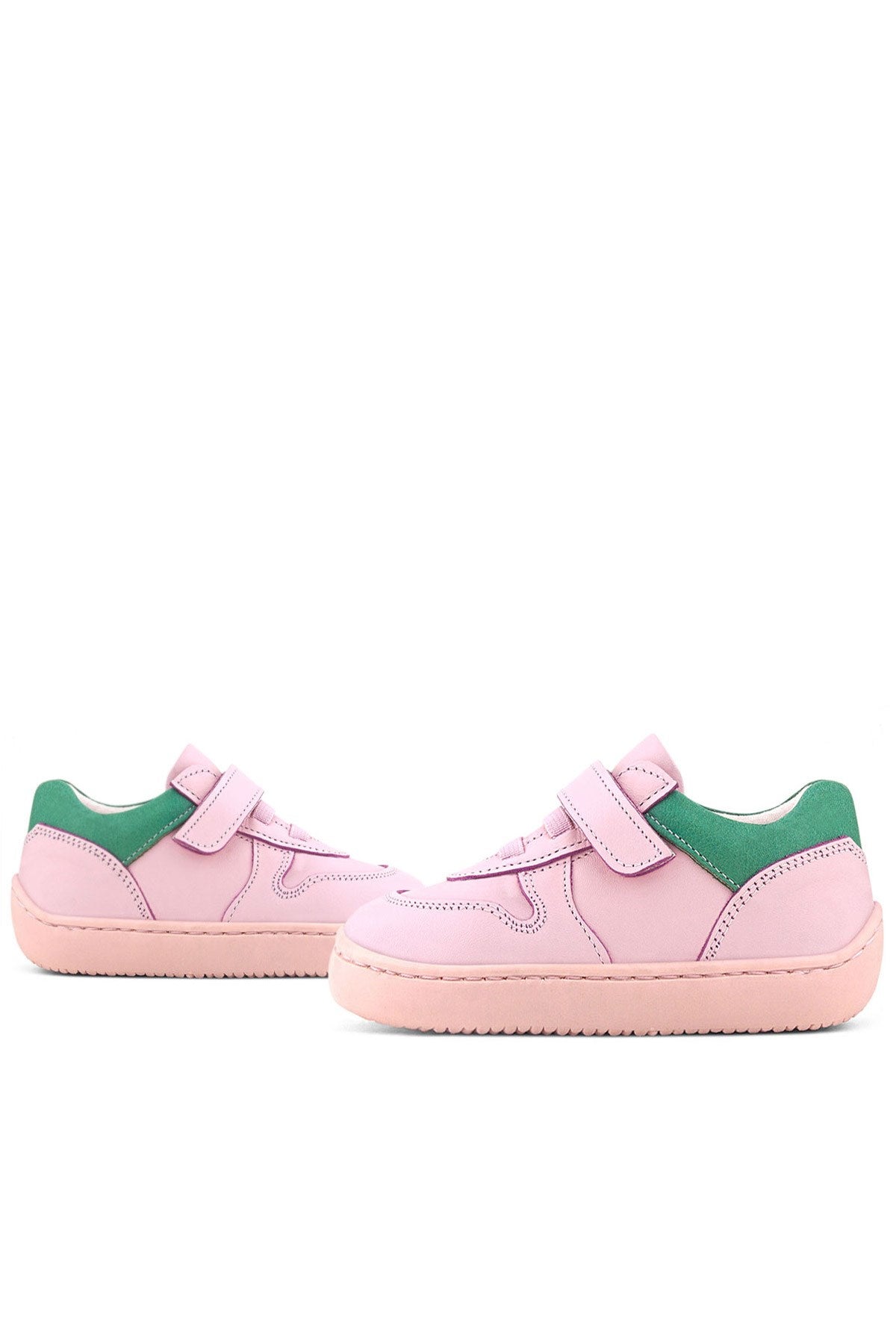 Rakerplus Bob Hakiki Deri Pembe Yeşil Barefoot Cırtlı Lastikli Bebek Sneaker Ayakkabı