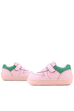 Rakerplus Bob Hakiki Deri Pembe Yeşil Barefoot Cırtlı Lastikli Bebek Sneaker Ayakkabı