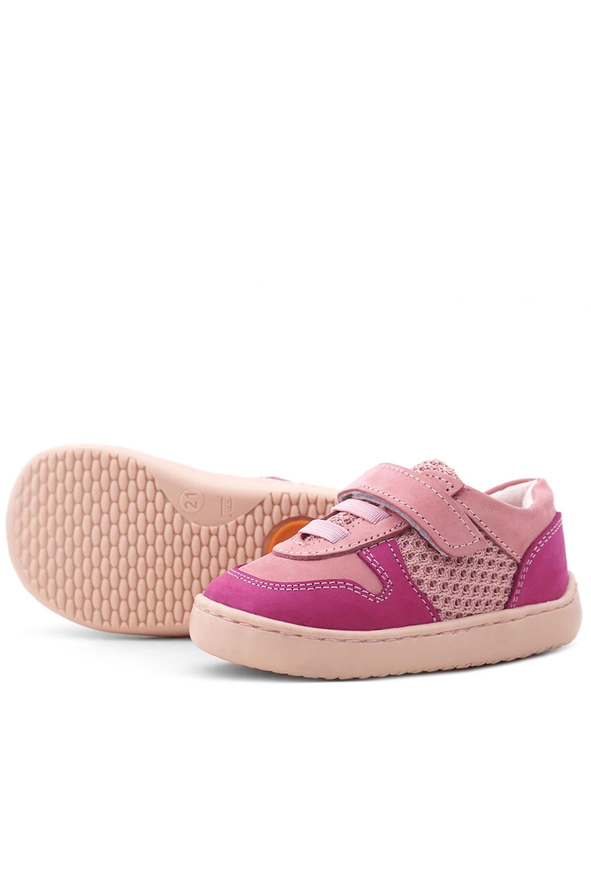 Rakerplus Bob Hakiki Deri Pembe Barefoot Cırtlı Lastikli Bebek Sneaker Ayakkabı