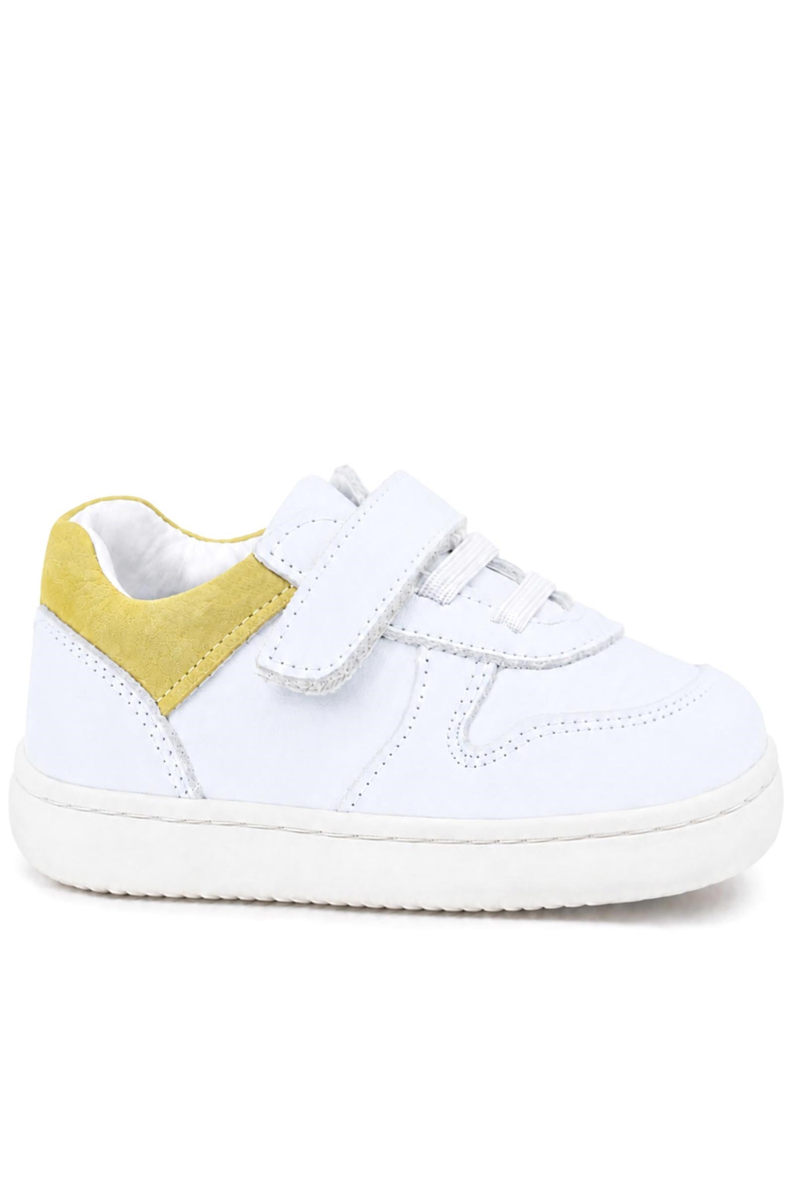 Rakerplus Bob Hakiki Deri Beyaz Nubuk Sarı Bebek Sneaker Ayakkabı