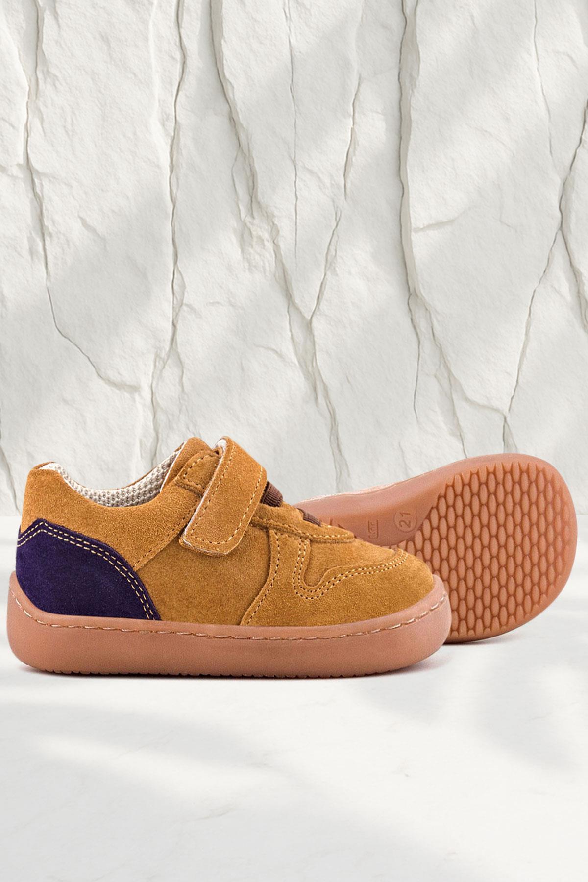 Rakerplus Bob Hakiki Deri Taba Barefoot Cırtlı Lastikli Bebek Sneaker Ayakkabı