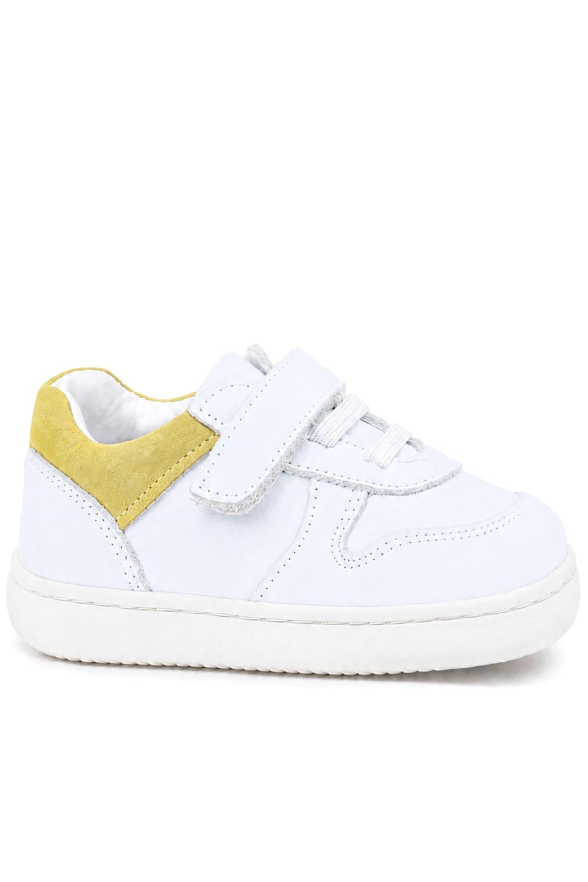Rakerplus Bob Hakiki Deri Beyaz Nubuk Sarı Bebek Sneaker Ayakkabı