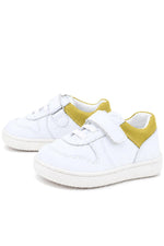 Rakerplus Bob Hakiki Deri Beyaz Nubuk Sarı Bebek Sneaker Ayakkabı