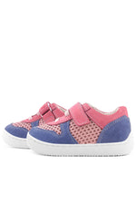 Rakerplus Bob Hakiki Deri Pembe Mavi Barefoot Cırtlı Lastikli Bebek Sneaker Ayakkabı