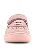 Rakerplus Bob Hakiki Deri Pudra Gri Mor Barefoot Cırtlı Lastikli Bebek Sneaker Ayakkabı