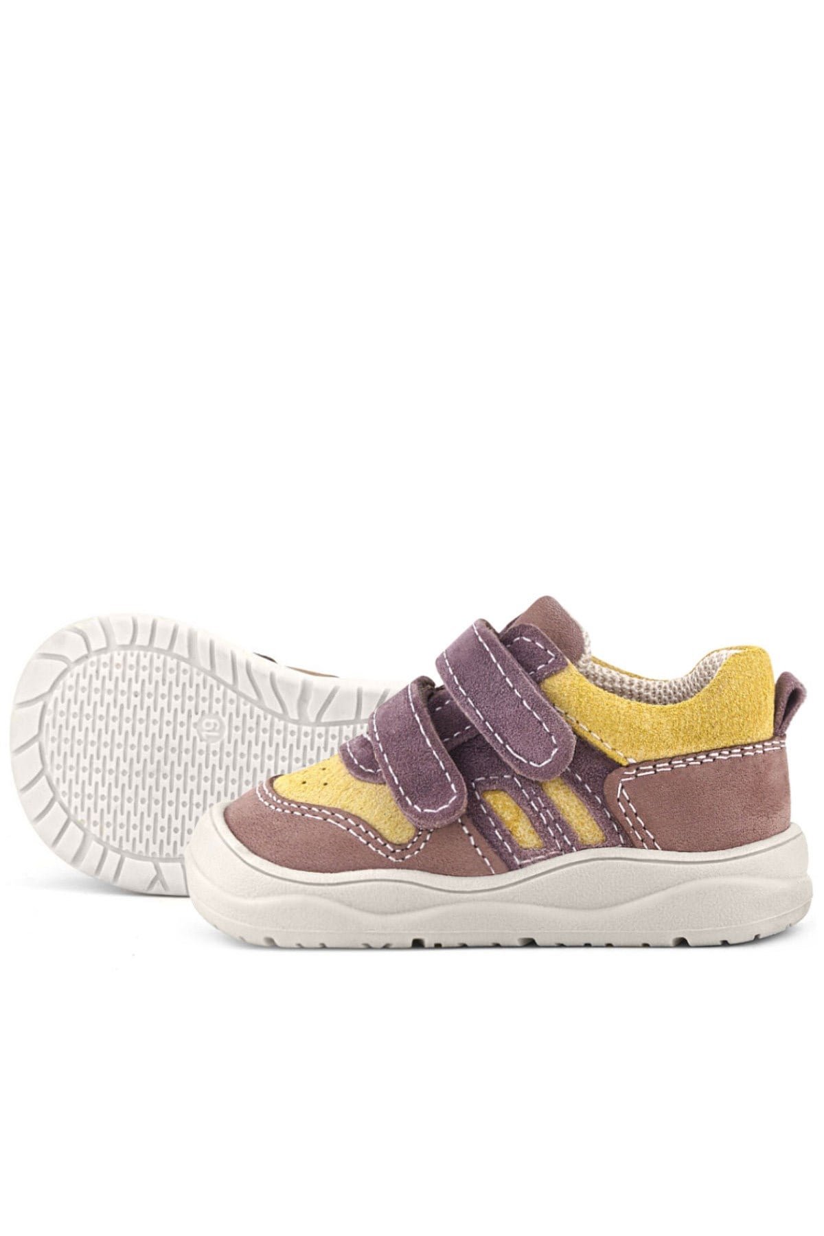 Rakerplus Schaggy Hakiki Deri Mürdüm Sarı Cırtlı Bebek Spor Ayakkabı