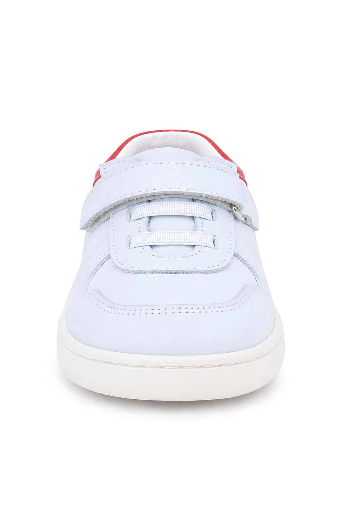 Rakerplus Bob Hakiki Deri Beyaz Nubuk Kırmızı Cırtlı Bebek Sneaker Ayakkabı