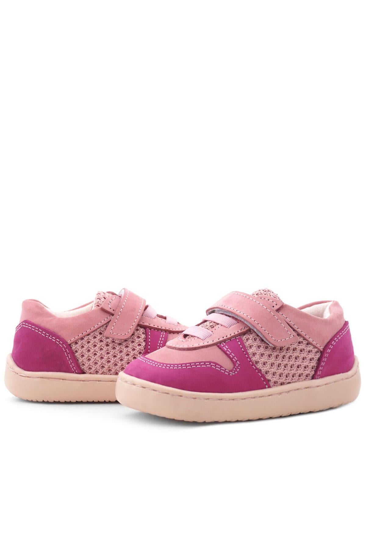 Rakerplus Bob Hakiki Deri Pembe Barefoot Cırtlı Lastikli Bebek Sneaker Ayakkabı