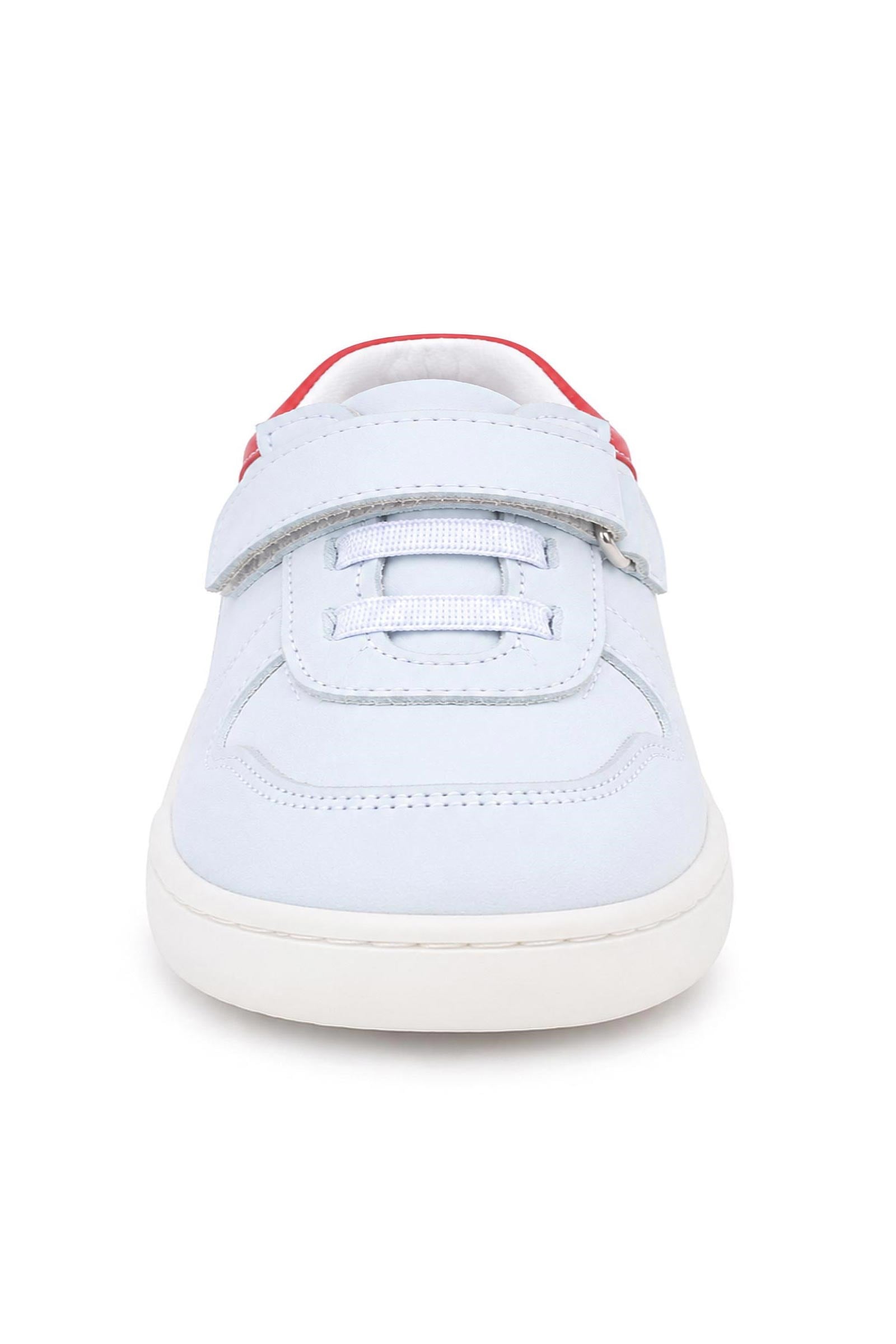 Rakerplus Bob Hakiki Deri Beyaz Nubuk Kırmızı Cırtlı Bebek Sneaker Ayakkabı