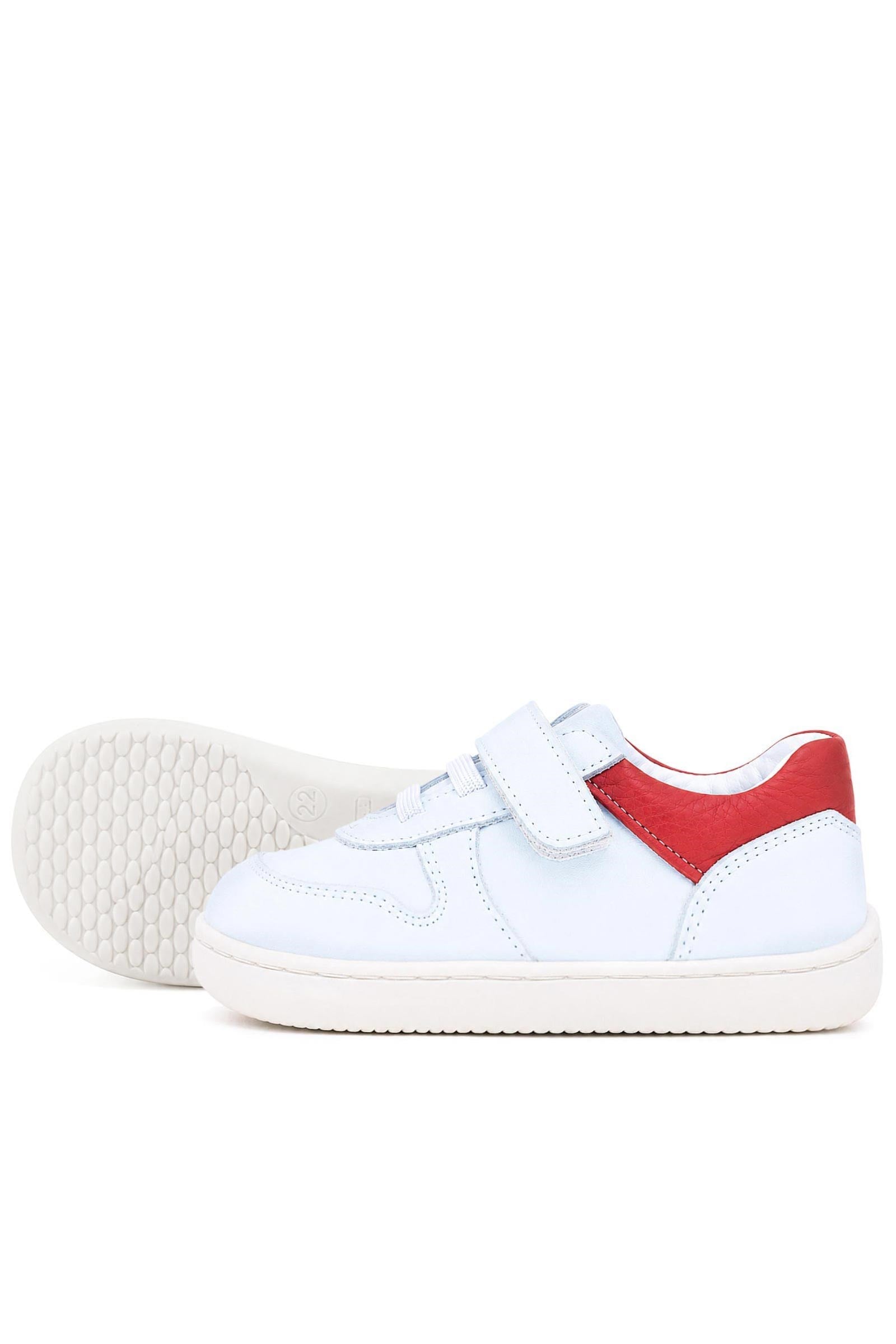 Rakerplus Bob Hakiki Deri Beyaz Nubuk Kırmızı Cırtlı Bebek Sneaker Ayakkabı