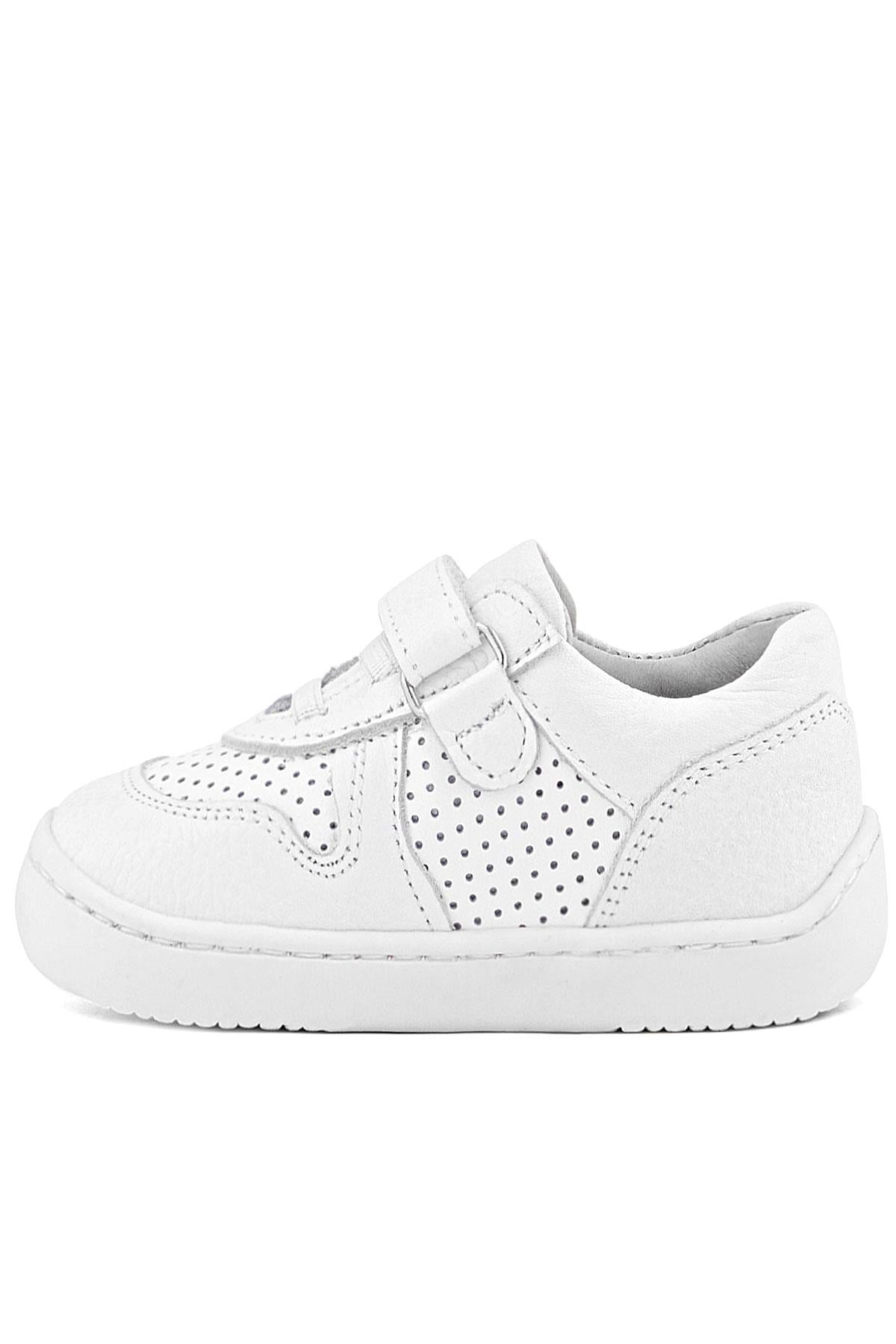 Rakerplus Bob Hakiki Deri Beyaz Barefoot Beyaz Tabanlı Cırtlı Bebek Sneaker Ayakkabı