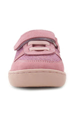 Rakerplus Bob Hakiki Deri Pembe Simli Barefoot Cırtlı Lastikli Bebek Sneaker Ayakkabı
