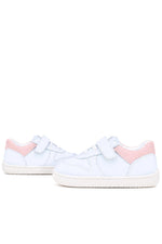 Rakerplus Bob Hakiki Deri Beyaz Nubuk Pembe Cırtlı Bebek Sneaker Ayakkabı