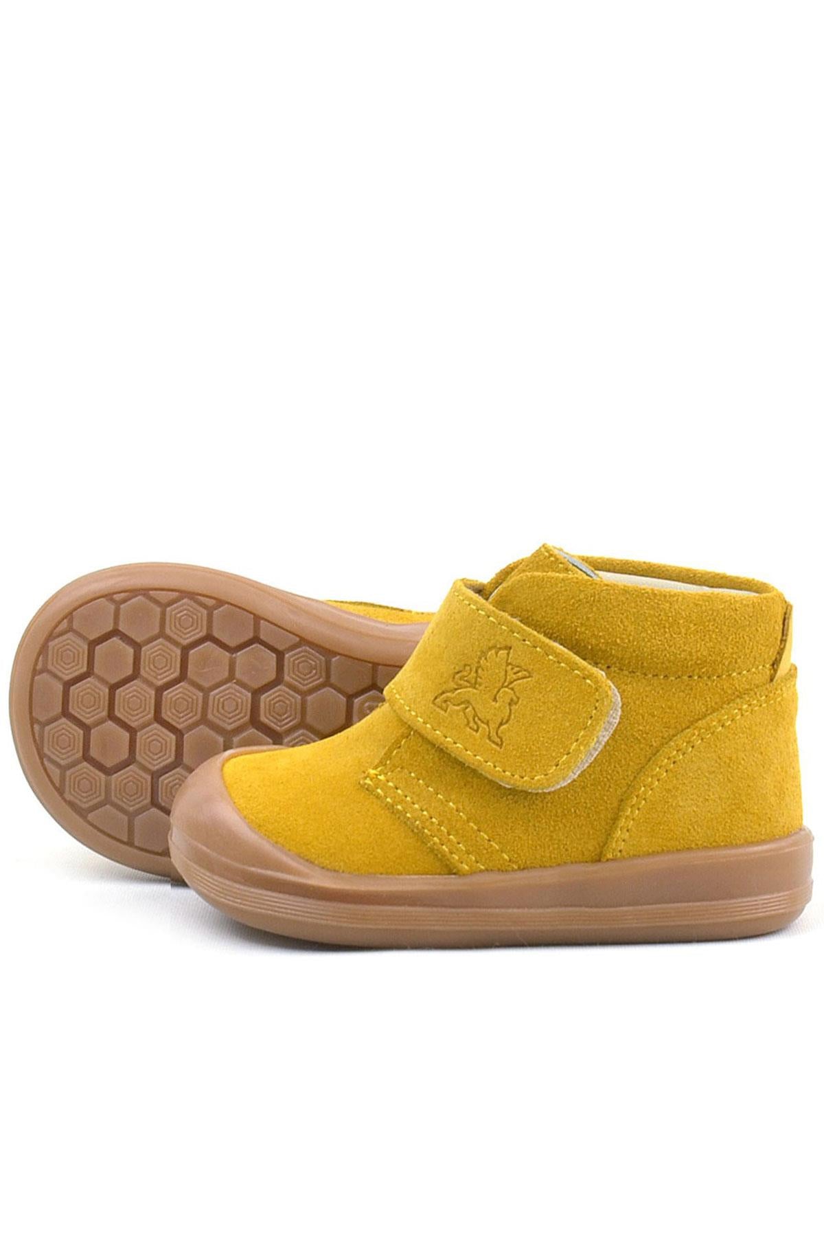 Rakerplus Yoohoo Hakiki Deri Sarı Cırtlı Unisex Bebek Bot