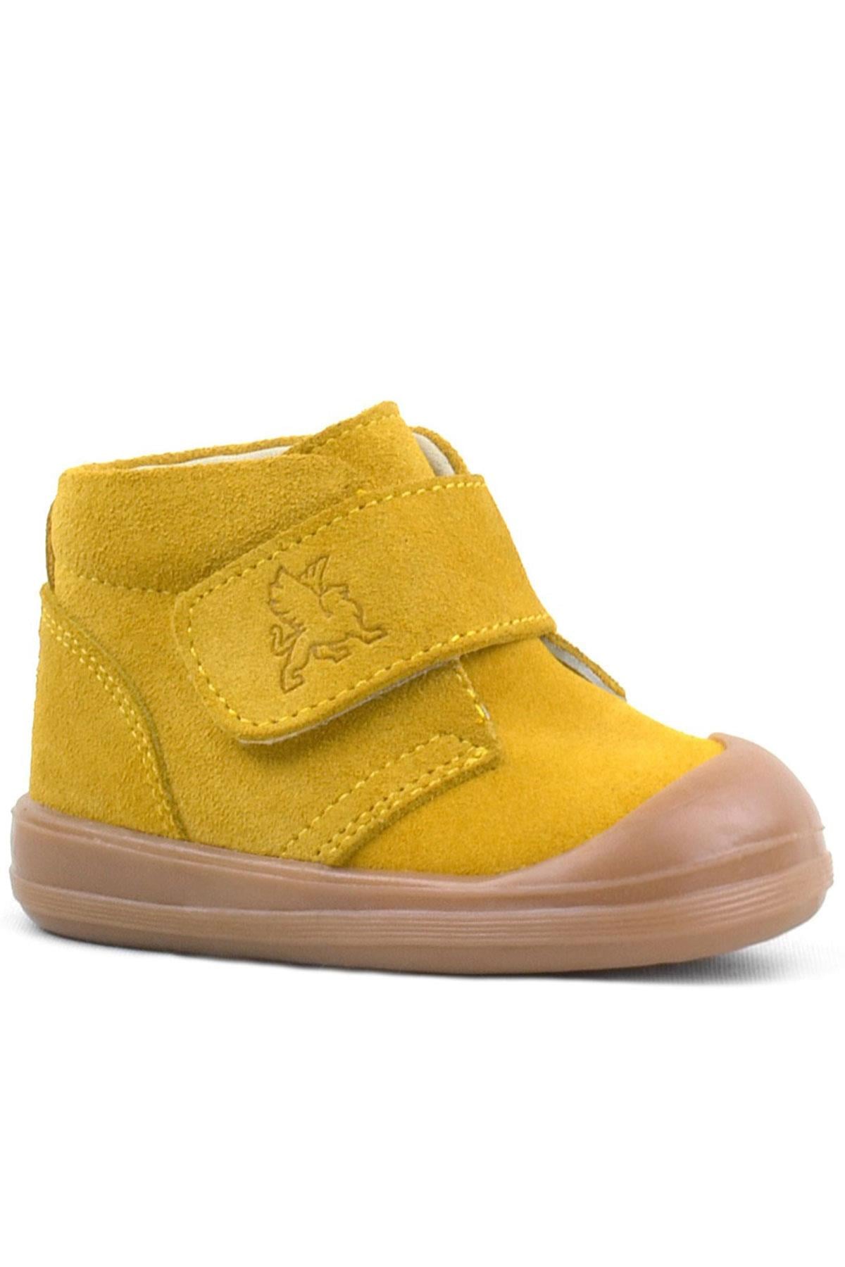 Rakerplus Yoohoo Hakiki Deri Sarı Cırtlı Unisex Bebek Bot