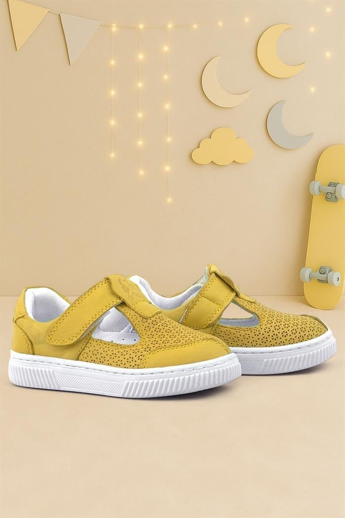 Rakerplus Bheem Hakiki Deri Sarı Cırtlı Bebek Sneaker Sandalet
