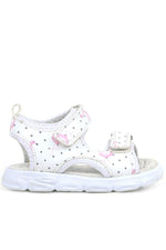 Rakerplus Beyaz Flamingo Cırtlı Bebek Sandalet Ayakkabı