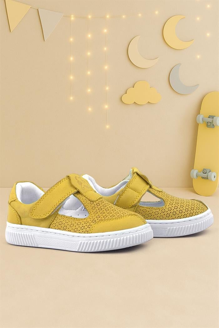 Rakerplus Bheem Hakiki Deri Sarı Cırtlı Bebek Sneaker Sandalet
