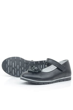 Rakerplus Hakiki Deri Siyah Kurdele Detaylı Kız Çocuk Babet
