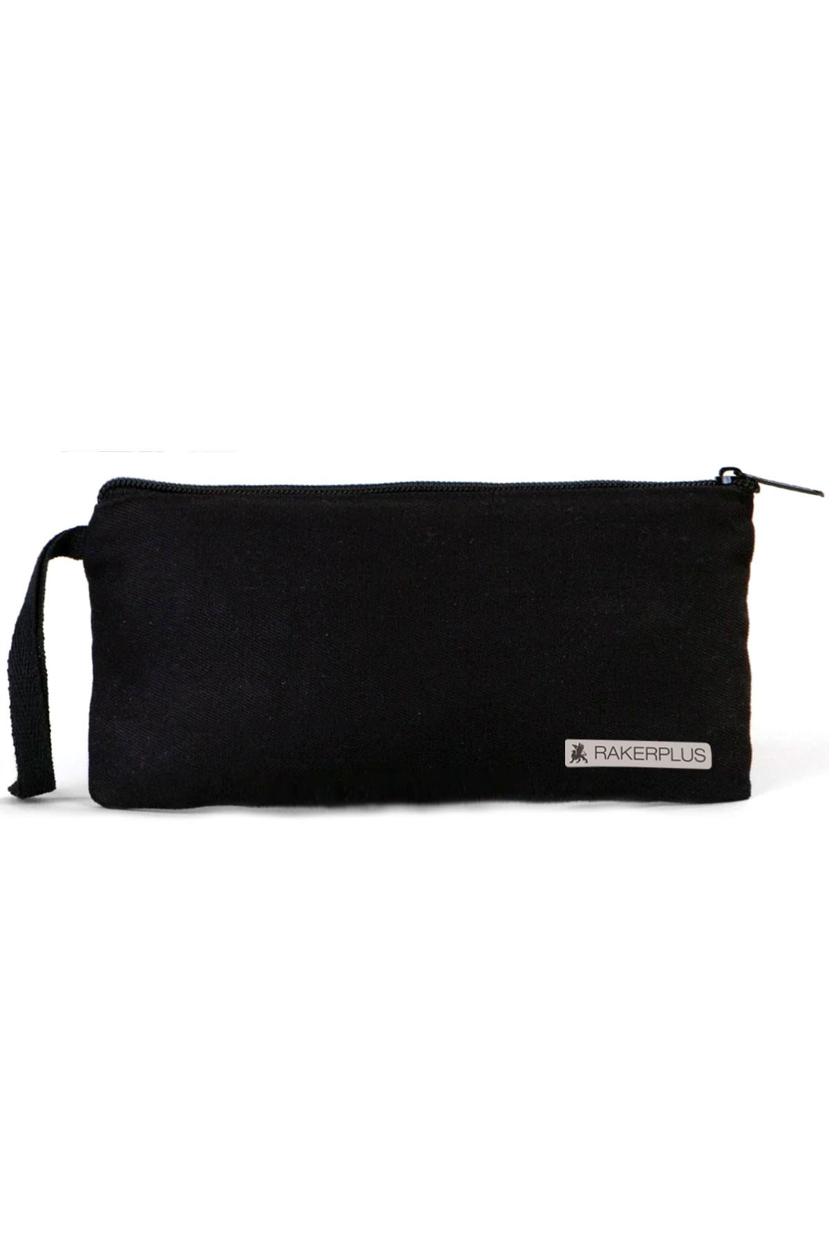 Rakerplus Siyah 21x10 cm Fermuarlı Gabardin Kumaş Kalemlik