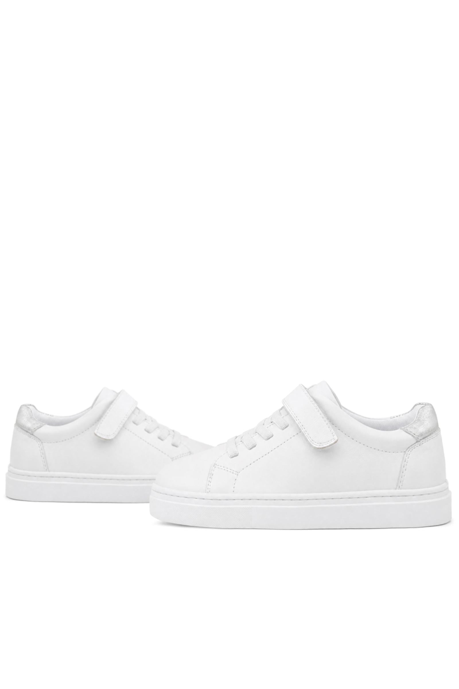 Rakerplus Hakiki Deri Beyaz Cırtlı Bağcıklı Kız Çocuk Sneakers