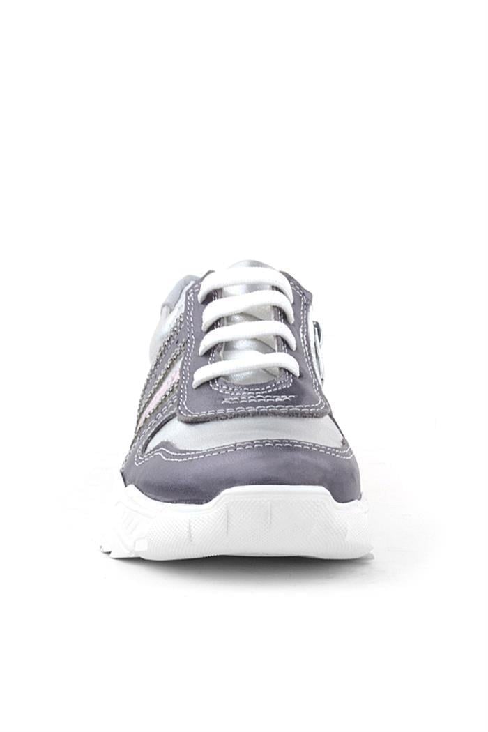 Rakerplus Hakiki Deri Platin Pembe Parlak Taşlı Kız Çocuk Sneakers Ayakkabı