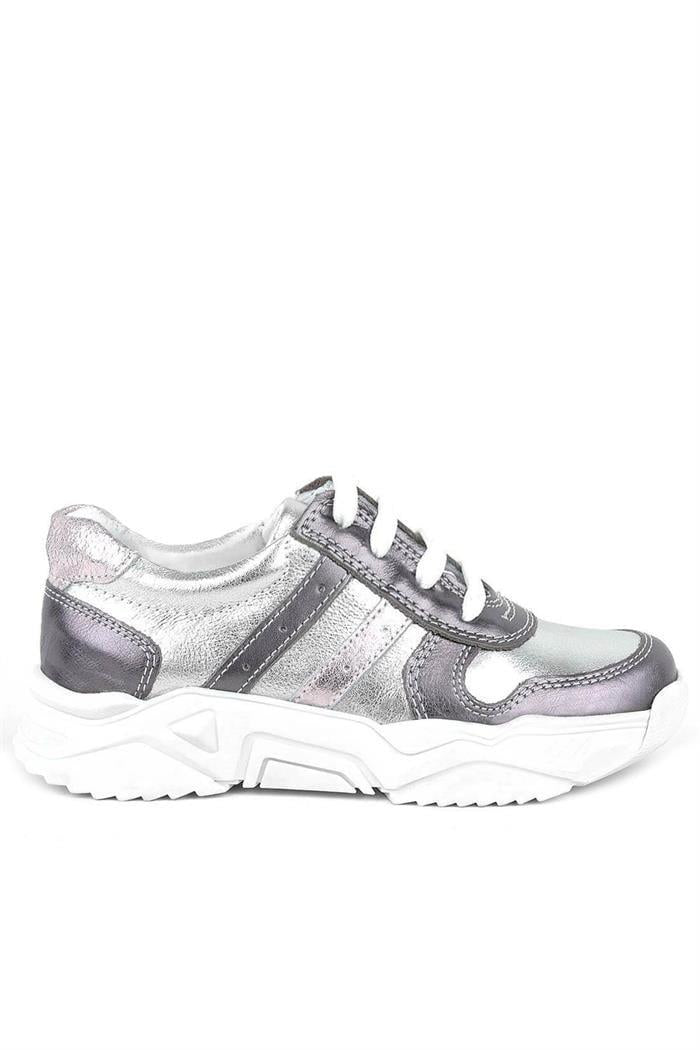 Rakerplus Hakiki Deri Platin Pembe Kalın Taban Kız Çocuk Sneakers Ayakkabı