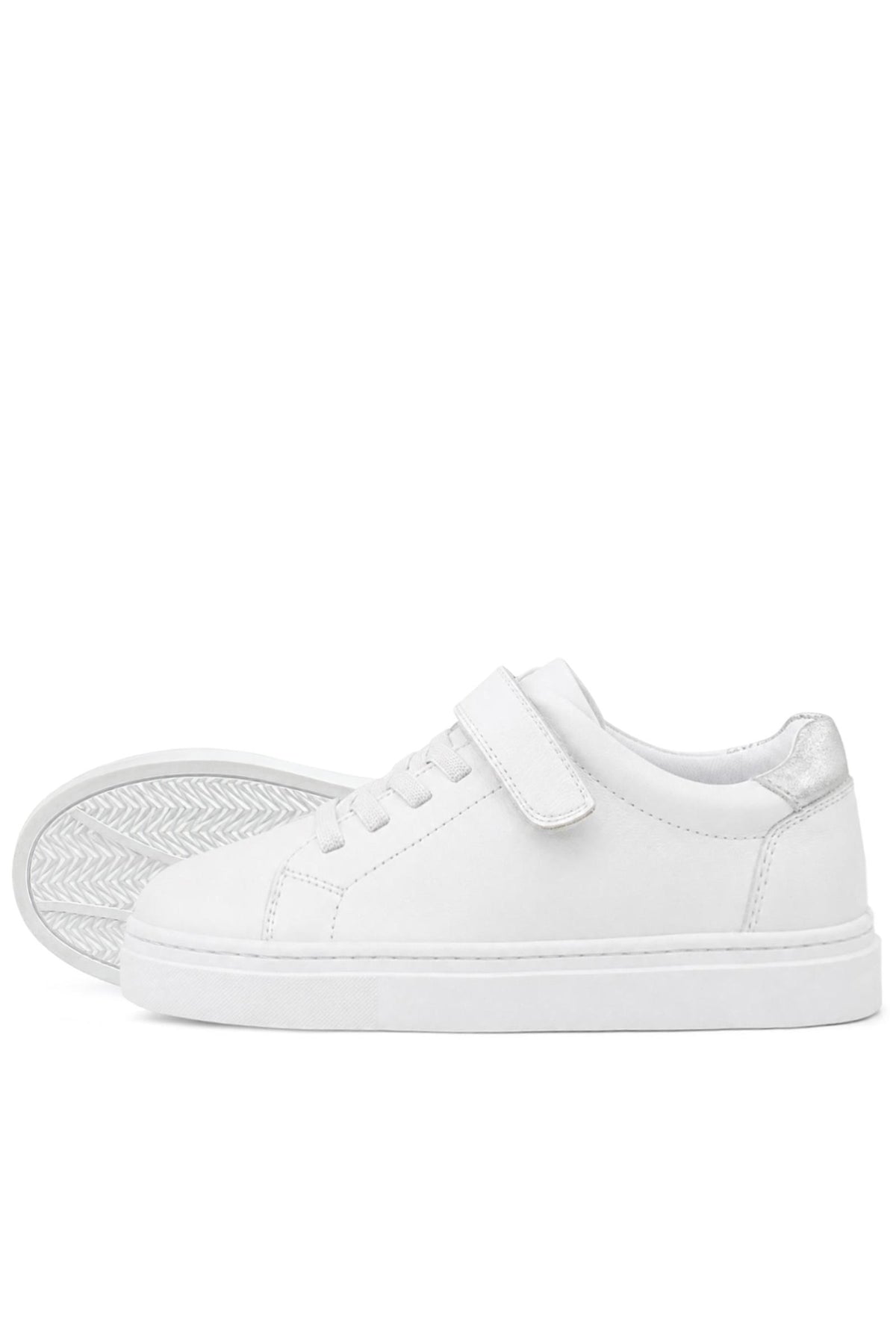 Rakerplus Hakiki Deri Beyaz Cırtlı Bağcıklı Kız Çocuk Sneakers