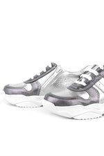 Rakerplus Hakiki Deri Platin Pembe Kalın Taban Kız Çocuk Sneakers Ayakkabı