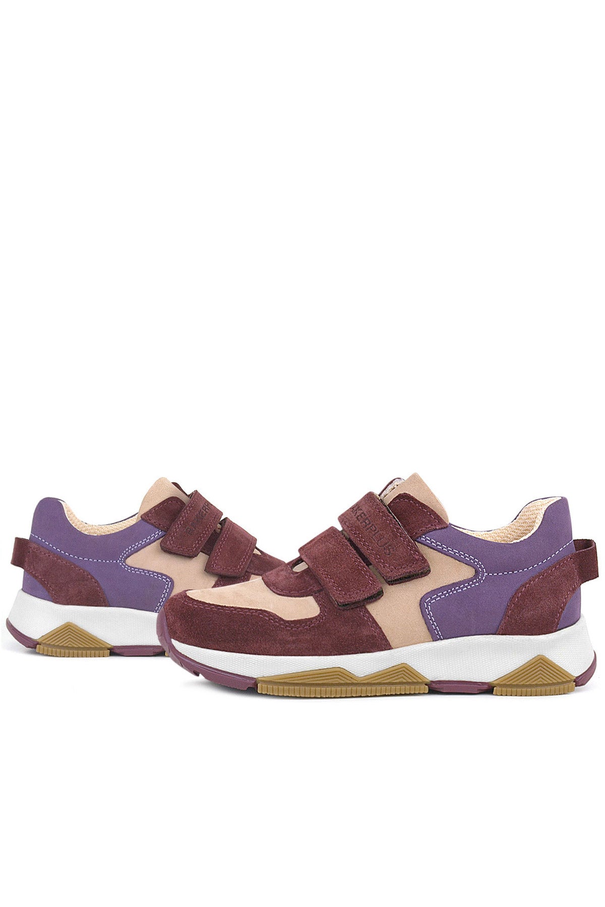 Rakerplus Hakiki Deri Bordo Pembe Kız Çocuk Cırtlı Sneakers Spor Ayakkabı
