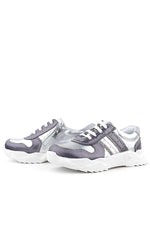 Rakerplus Hakiki Deri Platin Pembe Parlak Taşlı Kız Çocuk Sneakers Ayakkabı