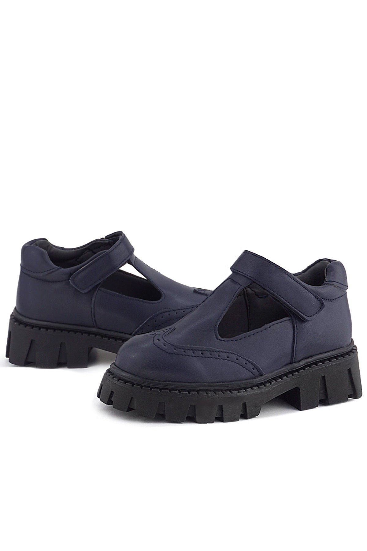 Rakerplus Lacivert Mat Cırtlı Kız Çocuk Okul Ayakkabı
