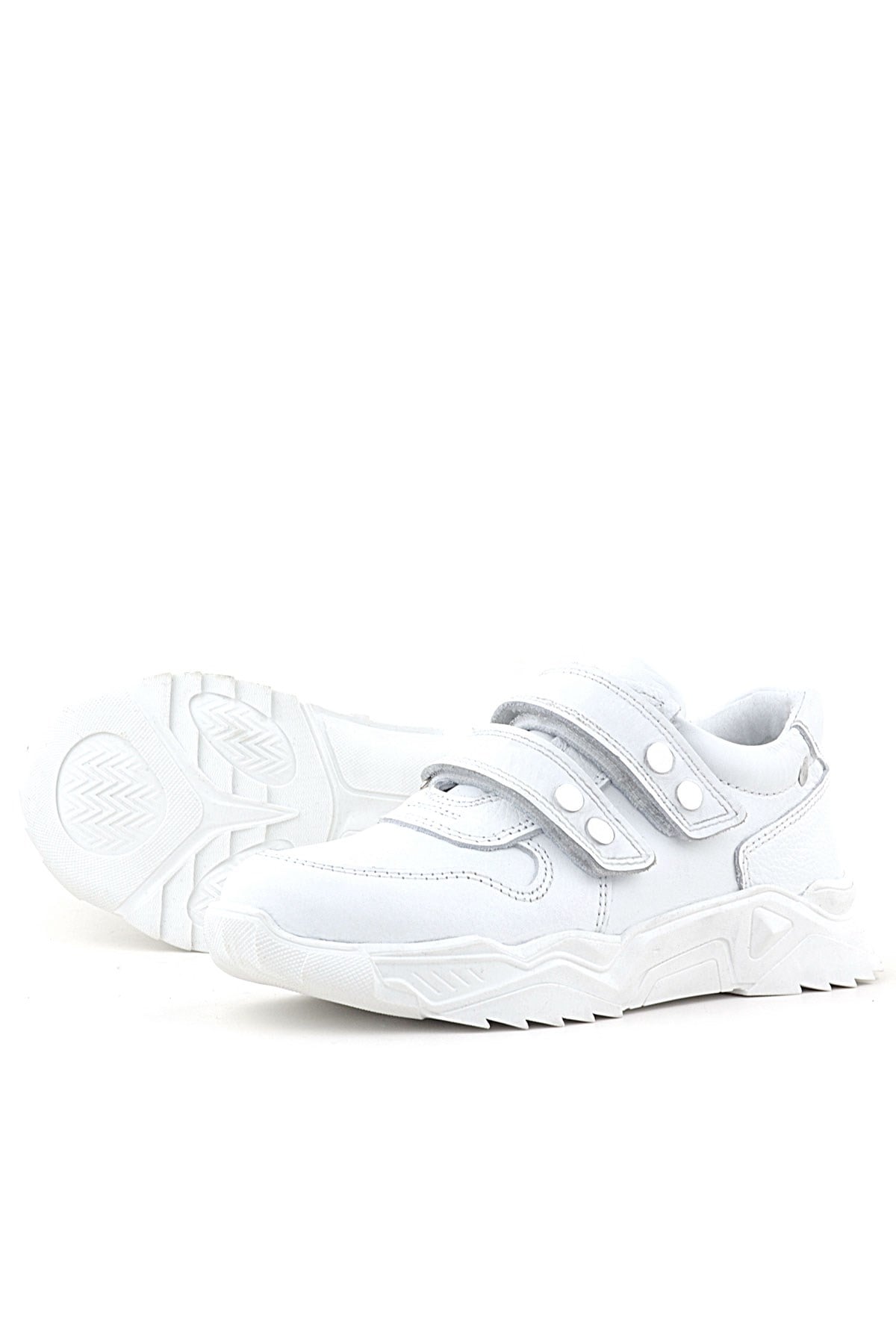 Rakerplus Hakiki Deri Beyaz Metal Detaylı Kız Çocuk Sneakers Ayakkabı